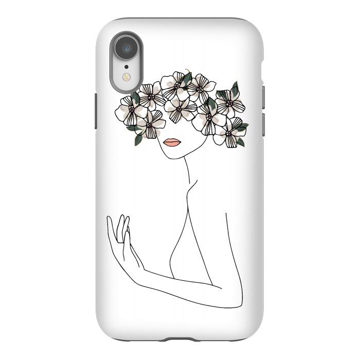 iPhone Xr StrongFit Lineart - Nymph Girl Floral by DaDo ART