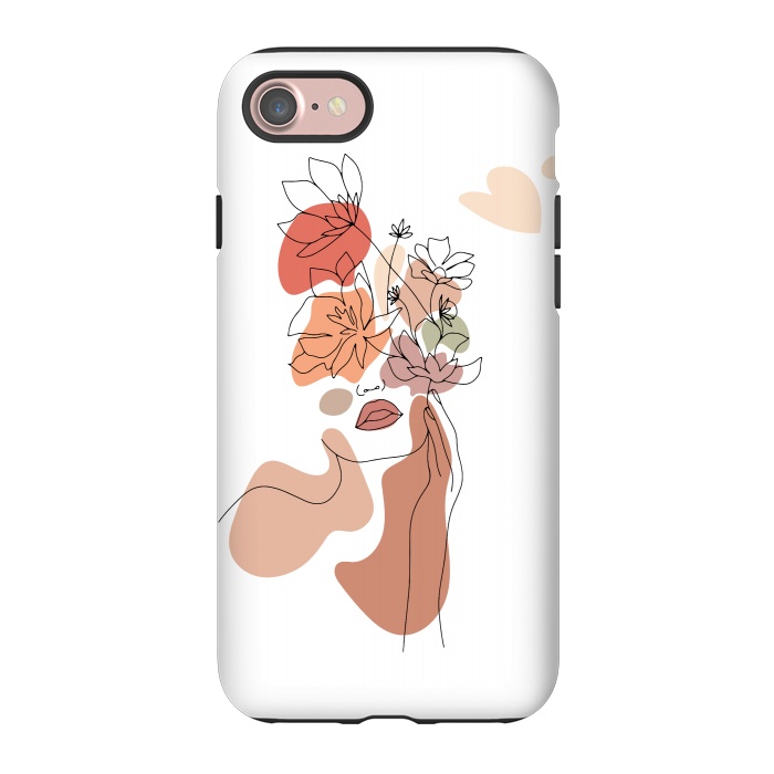 iPhone 7 StrongFit Lineart Girl With Flowers by DaDo ART