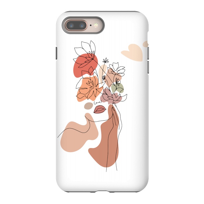 iPhone 7 plus StrongFit Lineart Girl With Flowers by DaDo ART