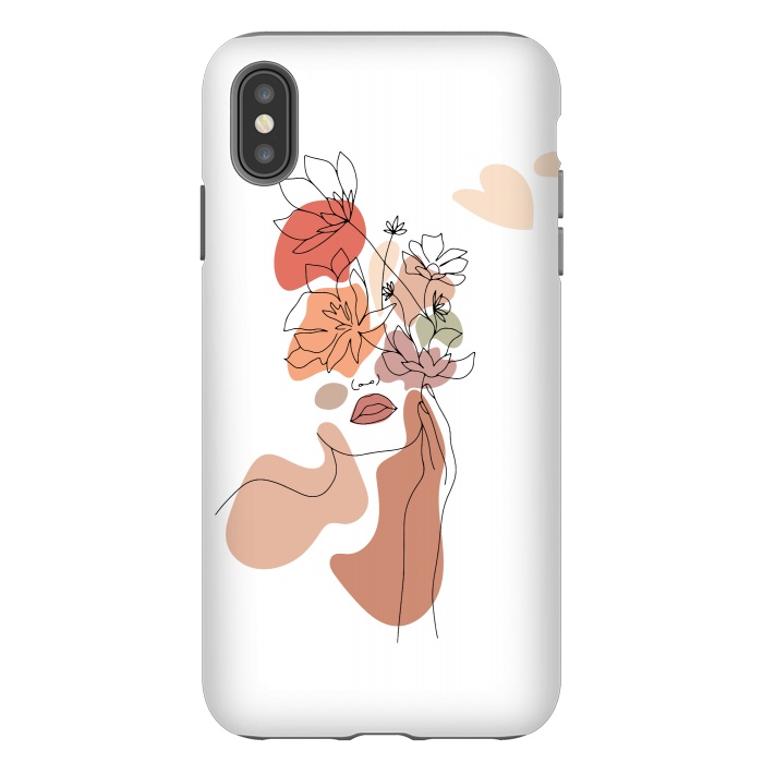 iPhone Xs Max StrongFit Lineart Girl With Flowers by DaDo ART