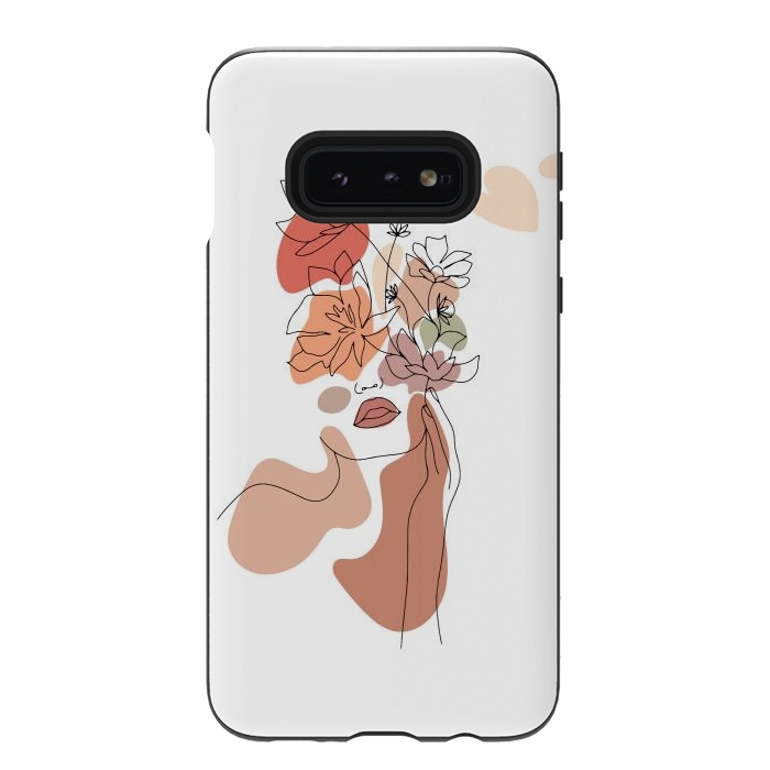 Galaxy S10e StrongFit Lineart Girl With Flowers by DaDo ART
