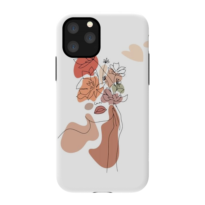 iPhone 11 Pro StrongFit Lineart Girl With Flowers by DaDo ART