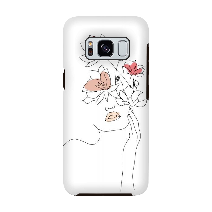 Galaxy S8 StrongFit Lineart Girl Flowers by DaDo ART