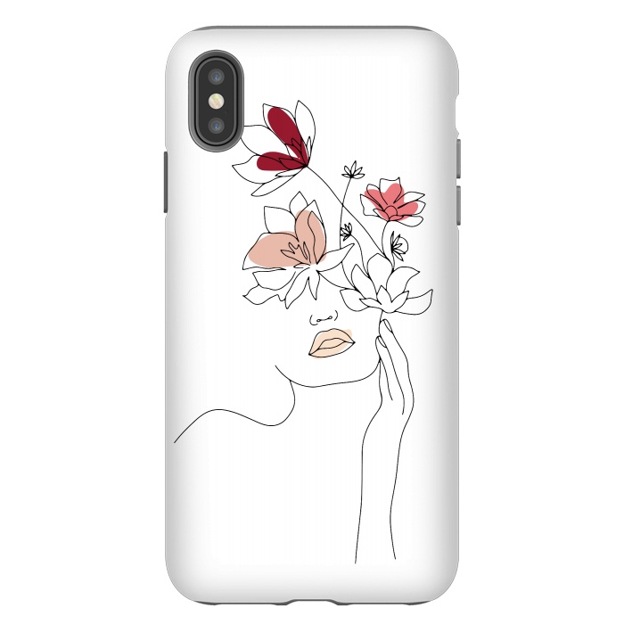 iPhone Xs Max StrongFit Lineart Girl Flowers by DaDo ART