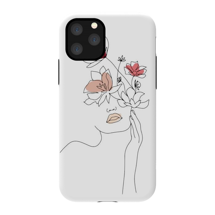 iPhone 11 Pro StrongFit Lineart Girl Flowers by DaDo ART