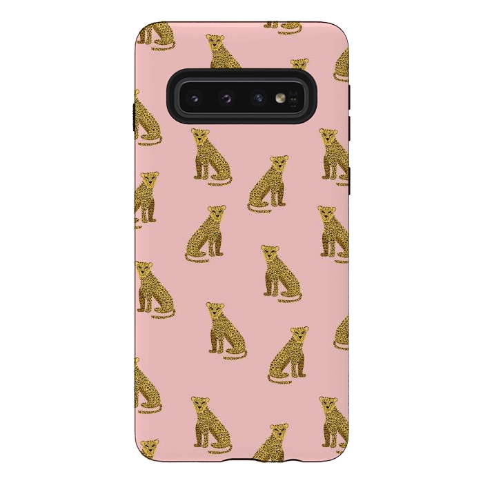 Galaxy S10 StrongFit Leopard. Pink pattern by Julia Badeeva