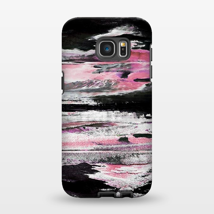 Galaxy S7 EDGE StrongFit Faded pink mountain sunset landscape by Oana 