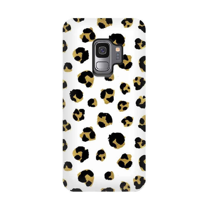 Galaxy S9 StrongFit Leopard. Black and gold by Julia Badeeva