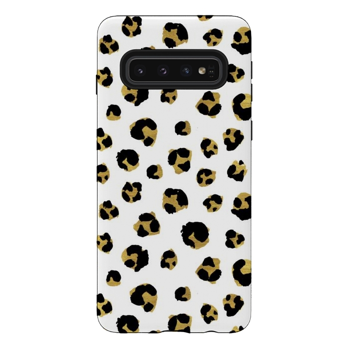 Galaxy S10 StrongFit Leopard. Black and gold by Julia Badeeva