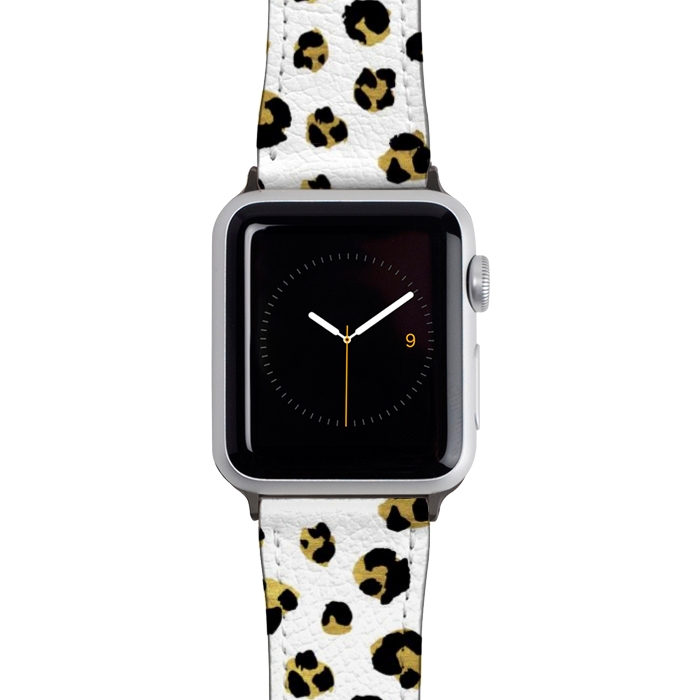 Watch 42mm / 44mm Strap PU leather Leopard. Black and gold by Julia Badeeva