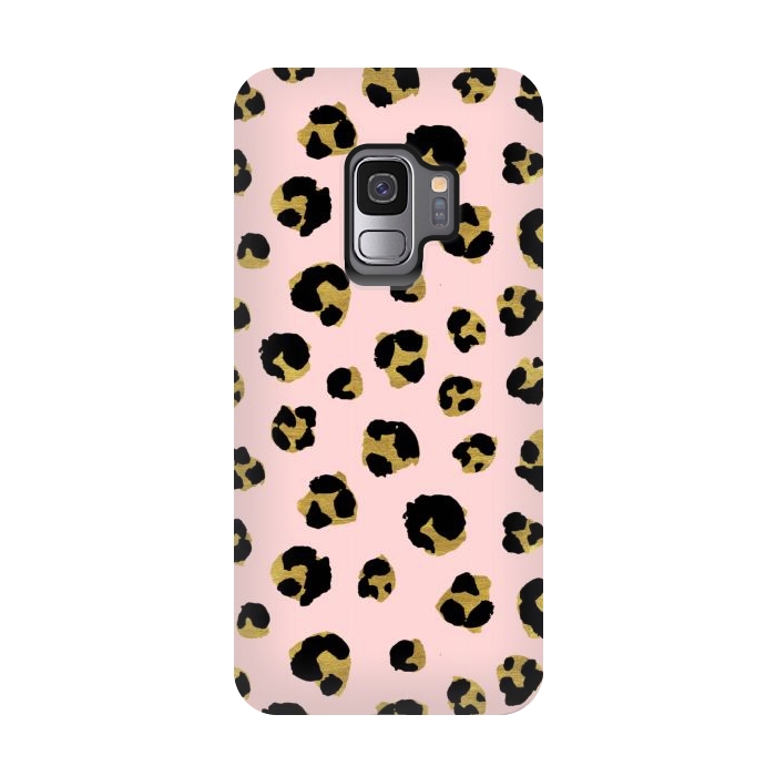 Galaxy S9 StrongFit Pink and gold leopard by Julia Badeeva