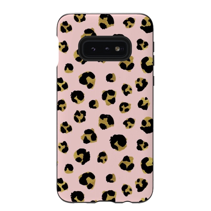 Galaxy S10e StrongFit Pink and gold leopard by Julia Badeeva