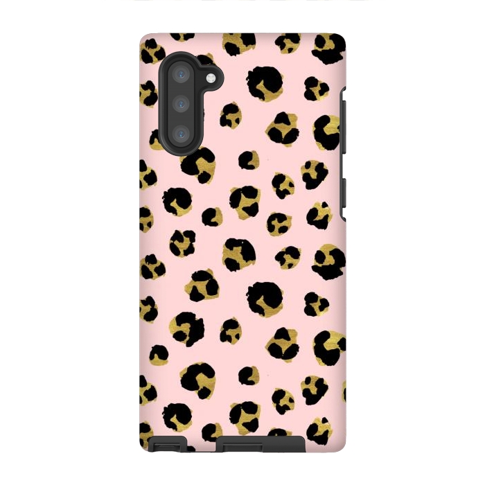 Galaxy Note 10 StrongFit Pink and gold leopard by Julia Badeeva