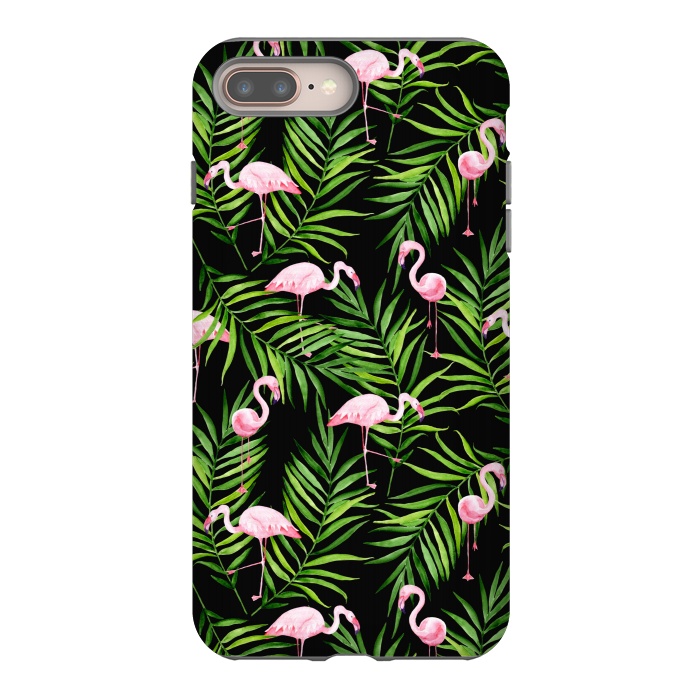 iPhone 7 plus StrongFit Pink flamingo ang palm leaves by Julia Badeeva