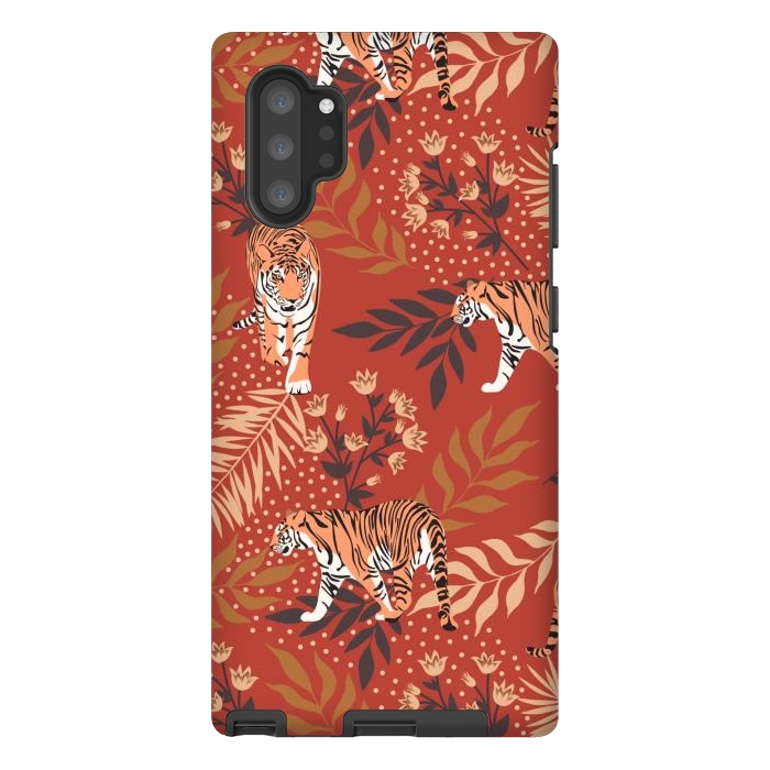 Galaxy Note 10 plus StrongFit Tigers. Red pattern by Julia Badeeva