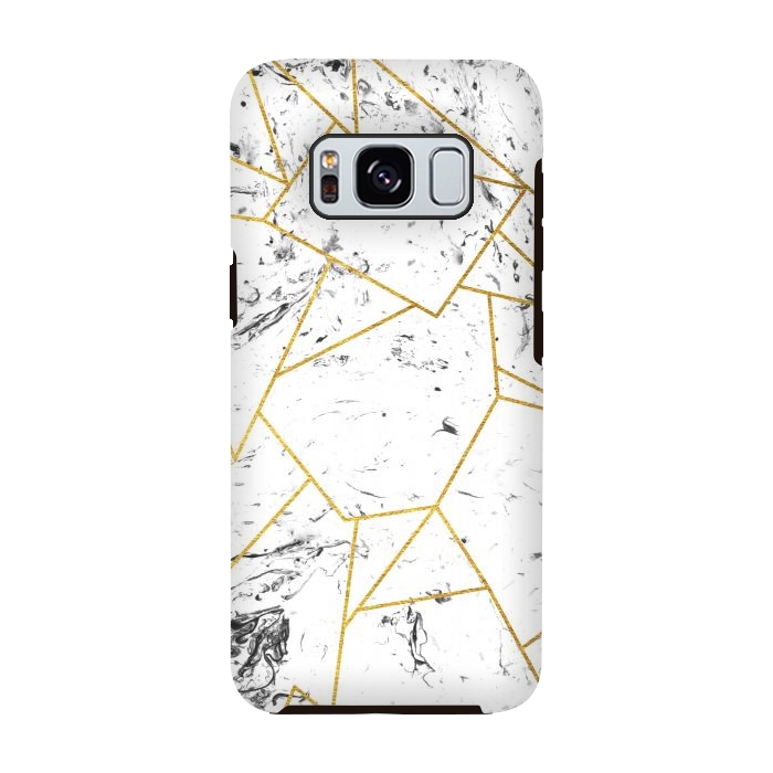 Galaxy S8 StrongFit White marble and gold frame by Julia Badeeva