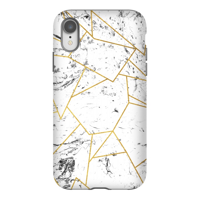 iPhone Xr StrongFit White marble and gold frame by Julia Badeeva