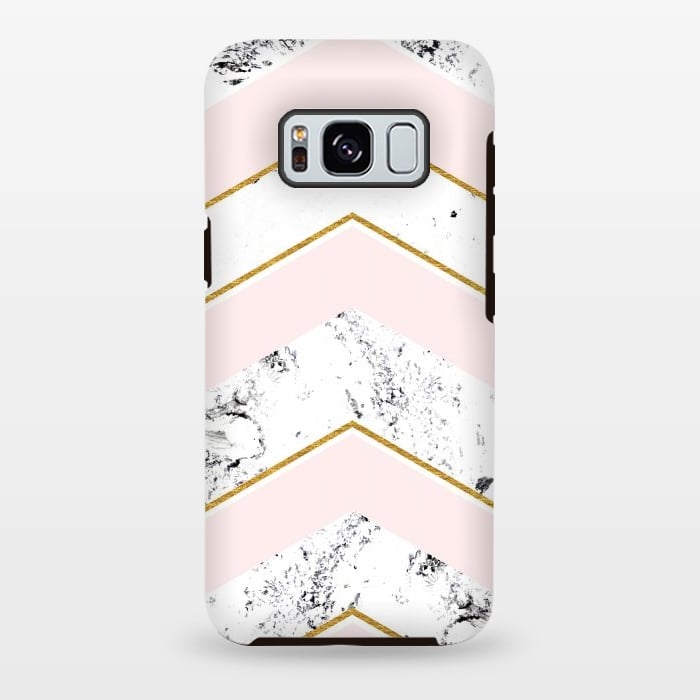 Galaxy S8 plus StrongFit Marble. Pink and gold by Julia Badeeva