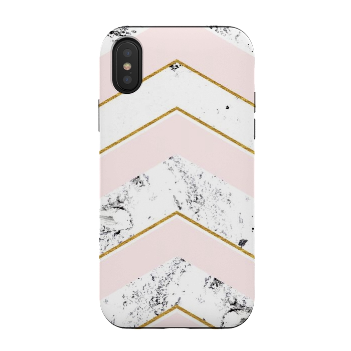 iPhone Xs / X StrongFit Marble. Pink and gold by Julia Badeeva