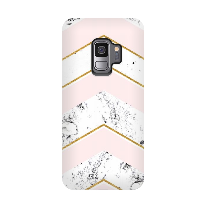 Galaxy S9 StrongFit Marble. Pink and gold by Julia Badeeva