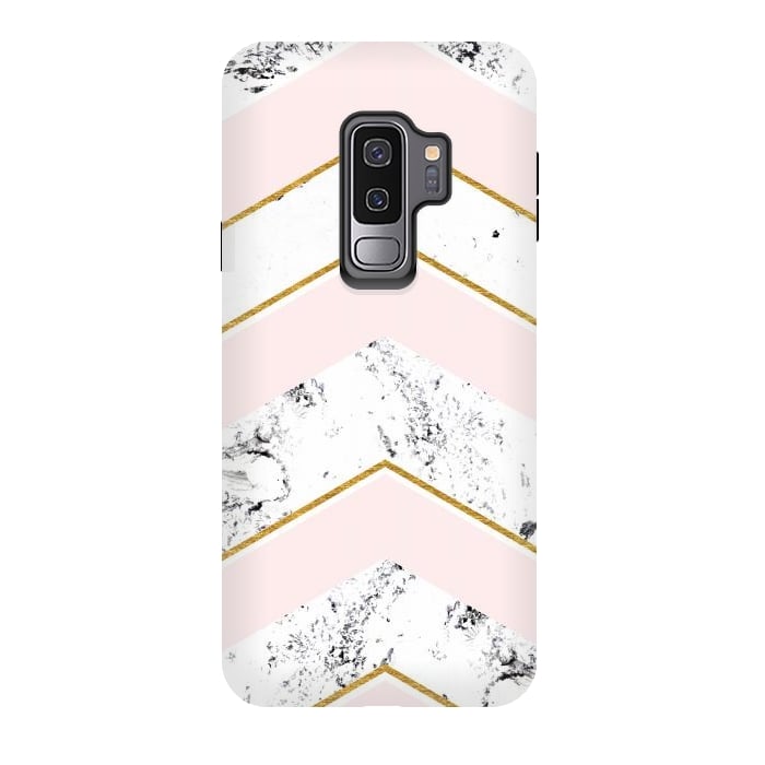 Galaxy S9 plus StrongFit Marble. Pink and gold by Julia Badeeva