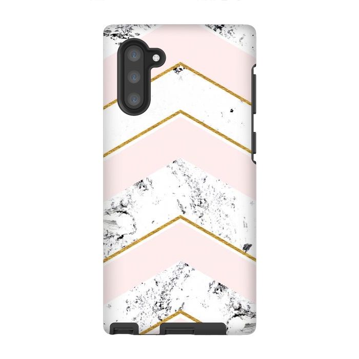 Galaxy Note 10 StrongFit Marble. Pink and gold by Julia Badeeva