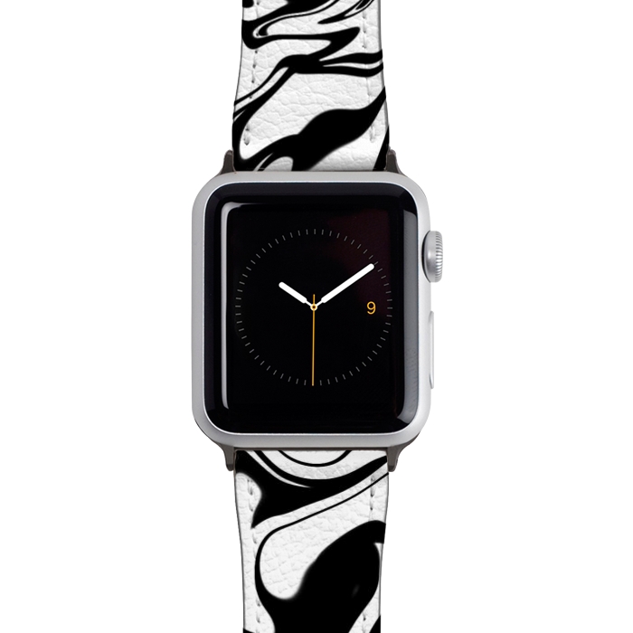 Watch 42mm / 44mm Strap PU leather Black and white marble by Jms