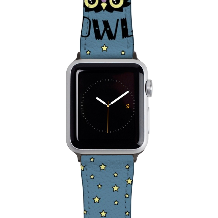 Watch 42mm / 44mm Strap PU leather Night owl by Laura Nagel
