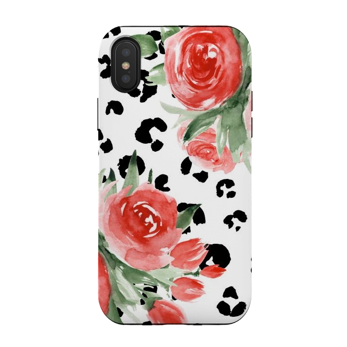 iPhone Xs / X StrongFit Roses and leopard by Julia Badeeva