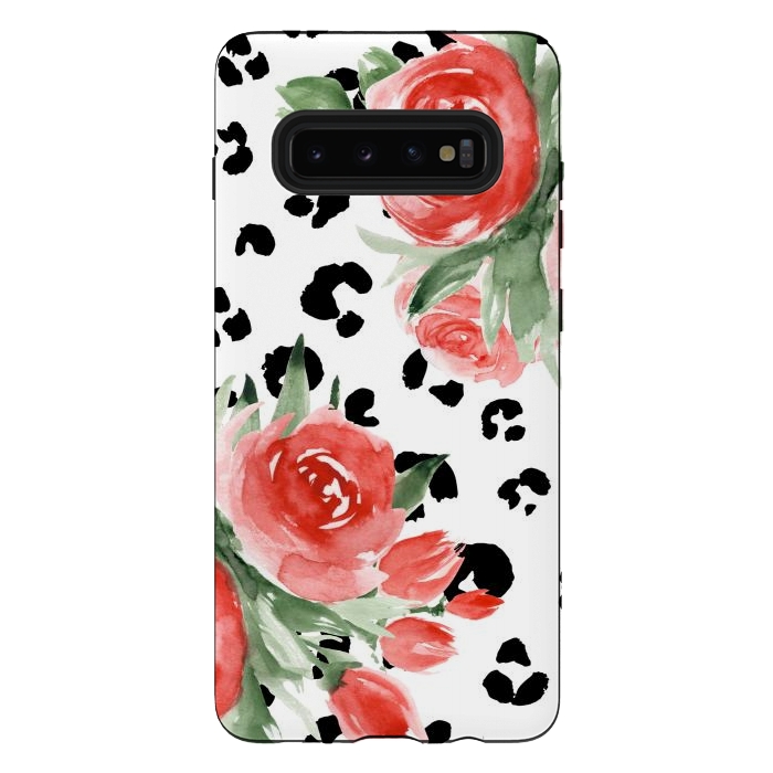 Galaxy S10 plus StrongFit Roses and leopard by Julia Badeeva