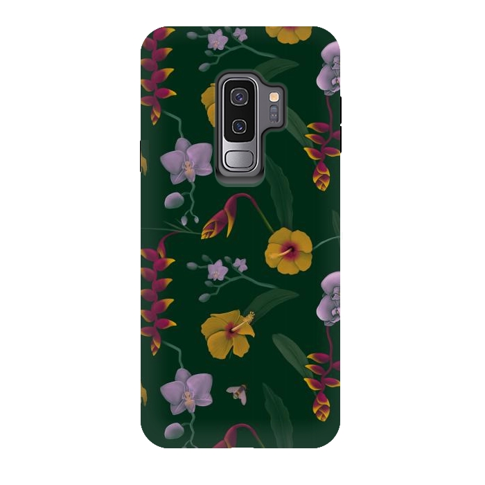Galaxy S9 plus StrongFit Heliconia & Hibiscus by Tishya Oedit