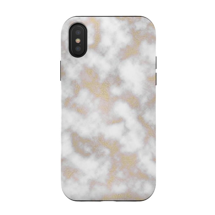 iPhone Xs / X StrongFit Gold and White Marble Texture by Julie Erin Designs