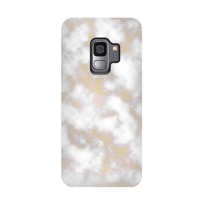 Galaxy S9 StrongFit Gold and White Marble Texture by Julie Erin Designs