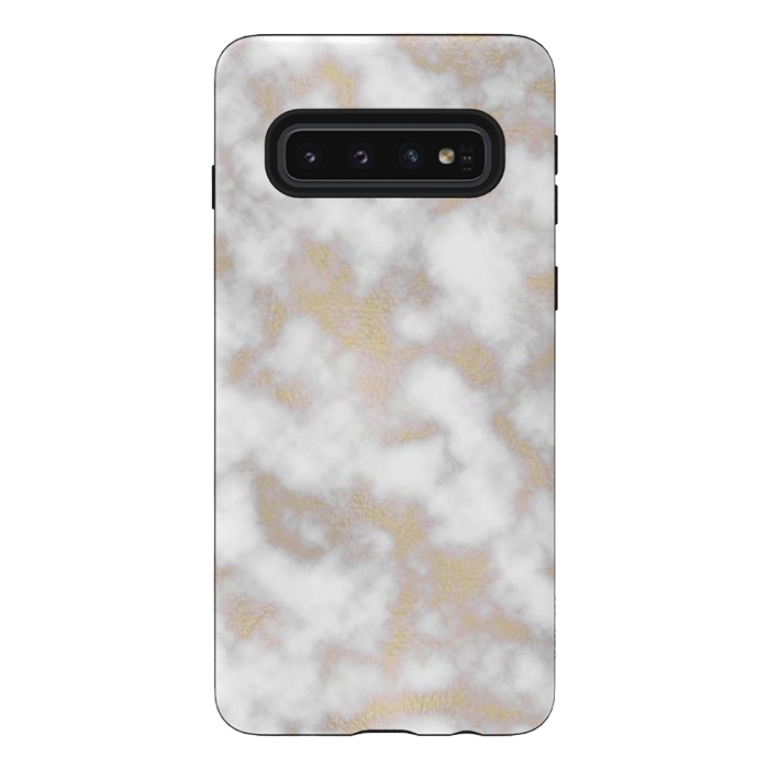 Galaxy S10 StrongFit Gold and White Marble Texture by Julie Erin Designs