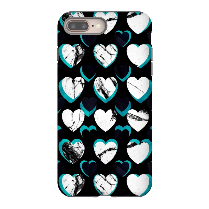 iPhone 7 plus StrongFit 3D marble hearts pattern by Oana 