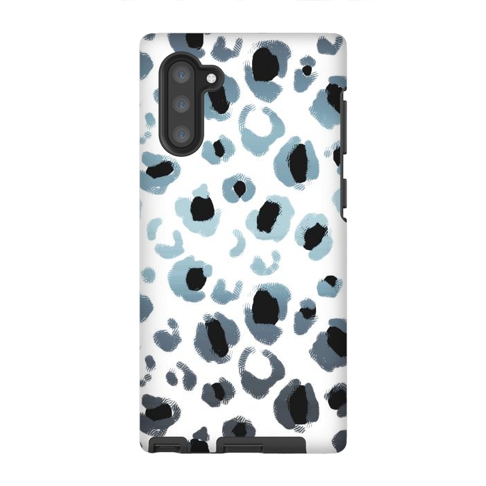 Galaxy Note 10 StrongFit Blue grey gradient leopard print by Oana 