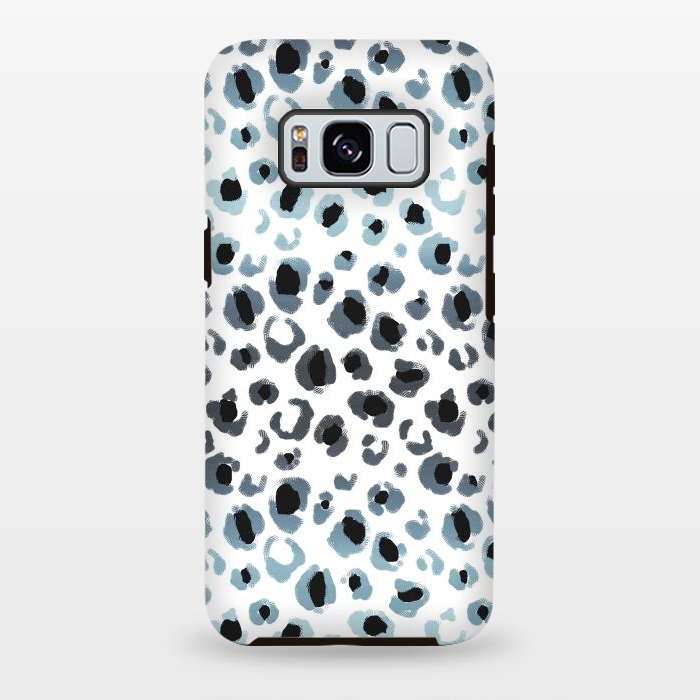 Galaxy S8 plus StrongFit Blue grey gradient leopard print by Oana 