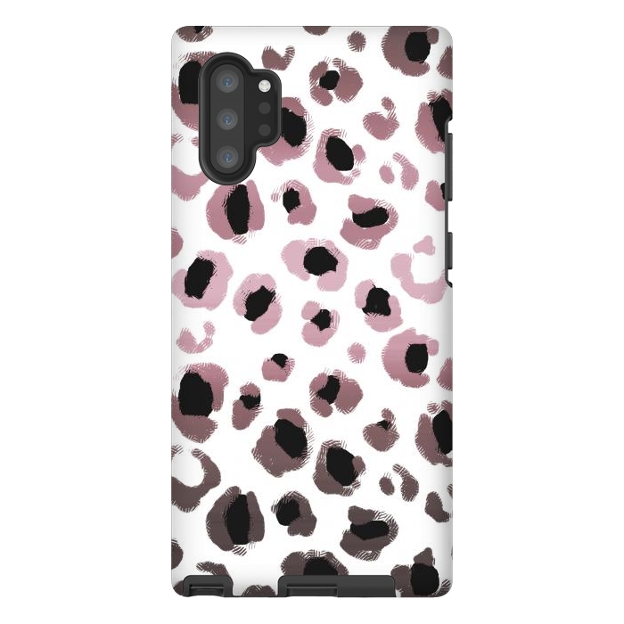 Galaxy Note 10 plus StrongFit Pink brown leopard print spots by Oana 
