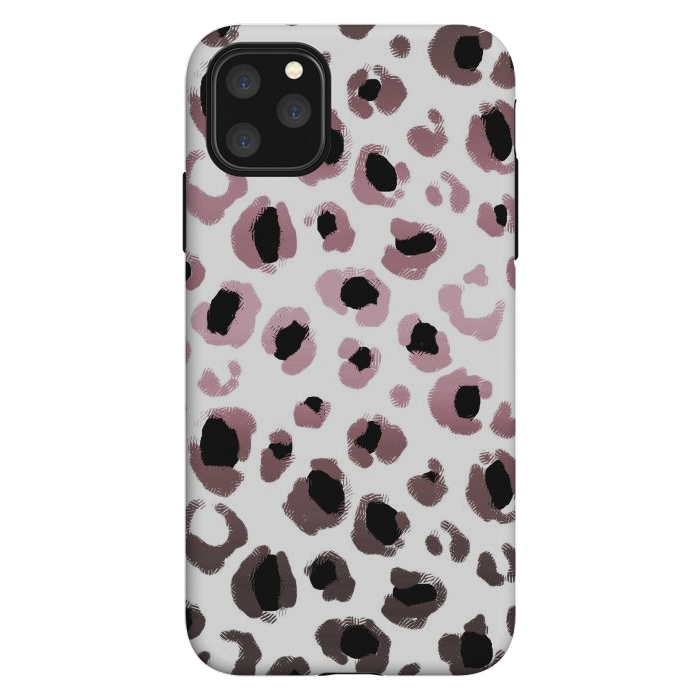 iPhone 11 Pro Max StrongFit Pink brown leopard print spots by Oana 