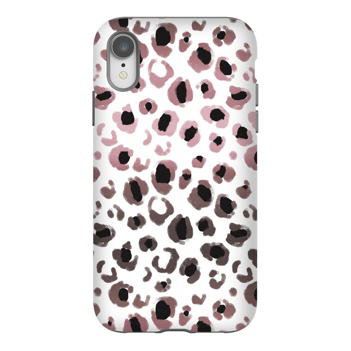 iPhone Xr StrongFit Pink brown leopard print spots by Oana 