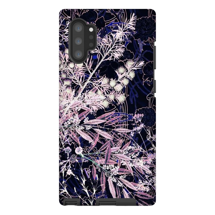 Galaxy Note 10 plus StrongFit Pink purple botanical illustration by Oana 