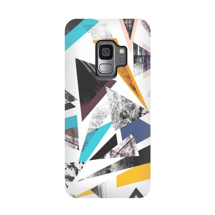 Galaxy S9 StrongFit Colorful textured triangles by Oana 