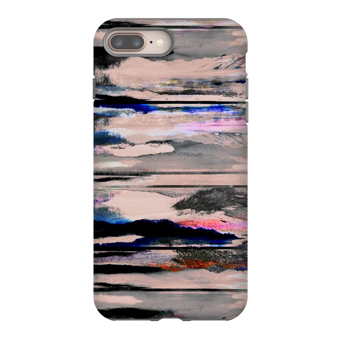 iPhone 7 plus StrongFit Mountain landscape brushed painted pattern by Oana 