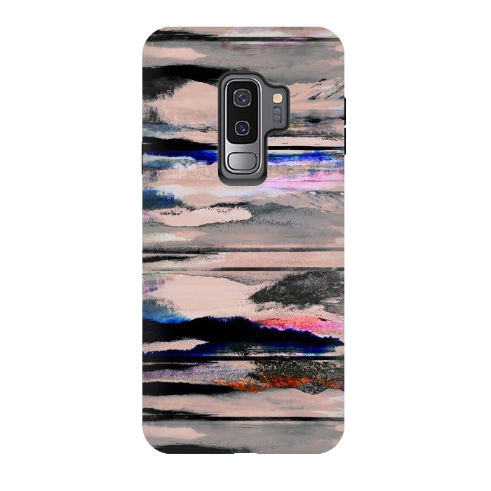 Galaxy S9 plus StrongFit Mountain landscape brushed painted pattern by Oana 