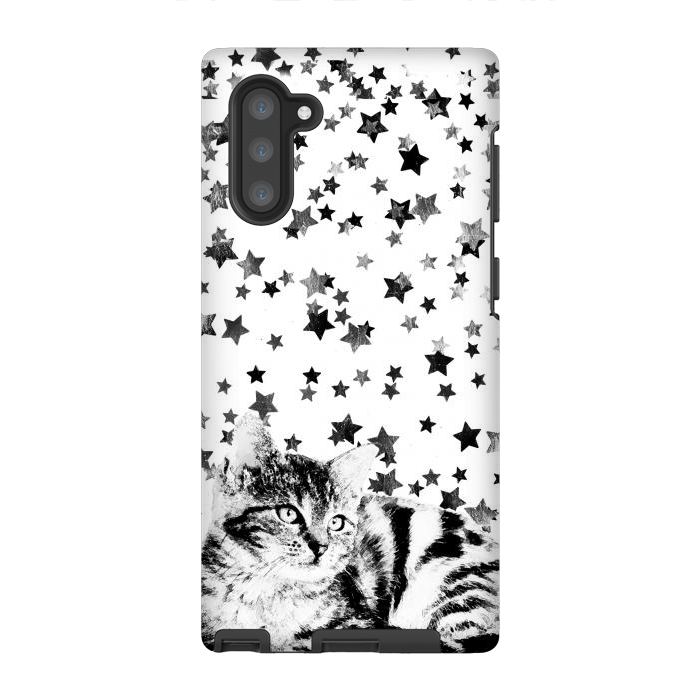 Galaxy Note 10 StrongFit Cute kitten with silver stars by Oana 