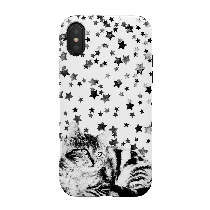 iPhone Xs / X StrongFit Cute kitten with silver stars by Oana 