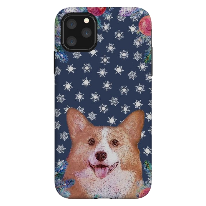 iPhone 11 Pro Max StrongFit Corgi, snowflakes and winter decorations by Oana 