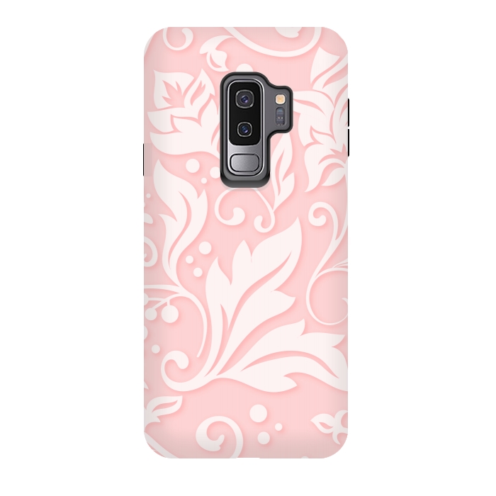 Galaxy S9 plus StrongFit white floral pattern 2  by MALLIKA