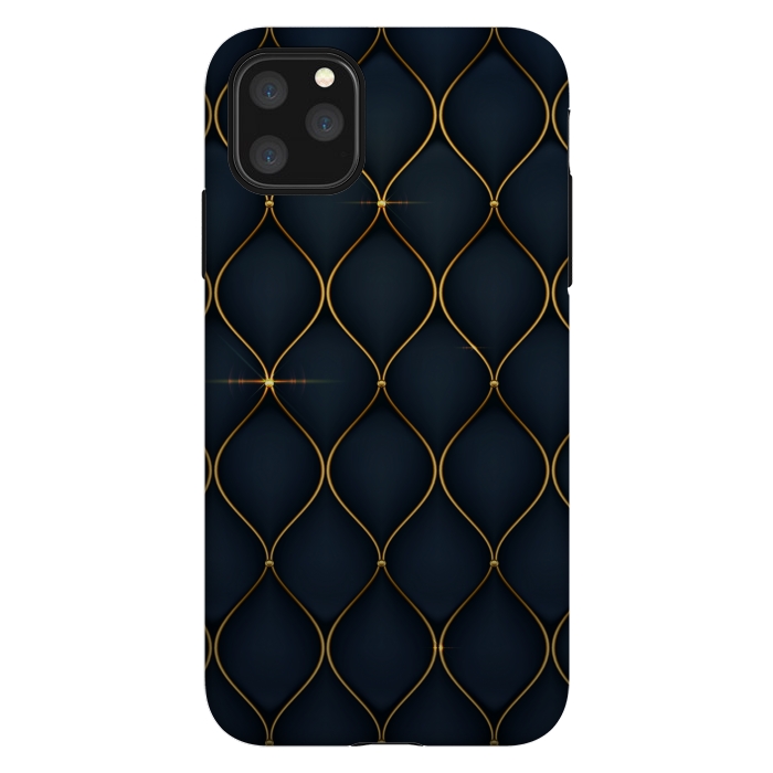 iPhone 11 Pro Max StrongFit blue golden lines pattern 2 by MALLIKA