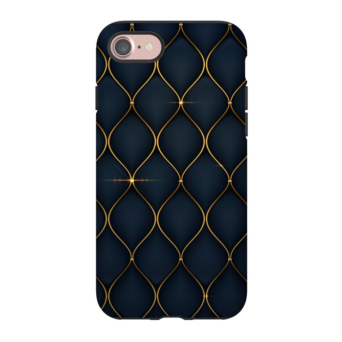 iPhone 7 StrongFit blue golden lines pattern 2 by MALLIKA